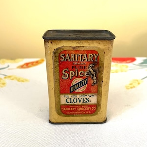Vintage Sanitary Spice Metal Spice Tin Container Cloves c1930