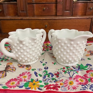 Vintage Fenton Hobnail Milk Glass Sugar Creamer Milkglass White