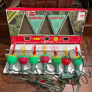 Vintage Bubbling Light 7 Bulbs Christmas Tree Red Yellow Green Number 2