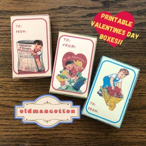 Make Your Own Valentines Box Vintage Printable Digital Download 3 Pages