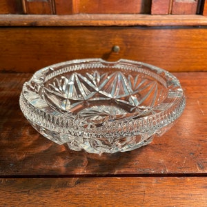 Vintage Lead Crystal Glass Ashtray Cut and Heavy 2-1/4&quot;x5-1/2&quot; Trinket Dish