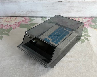 Vintage ROLODEX Covered Address File Box  VIP 24C Tabs and Cards Smokey Cover