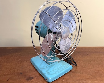 Vintage Turquoise Eskimo Desk Fan, 1960s Aqua Metal Cage Fan - Etsy
