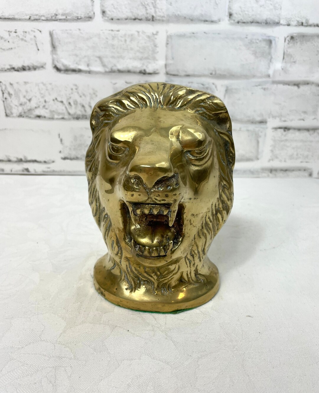 Vintage Solid Brass Roaring Lion Head Bookend or Door Stop - Etsy