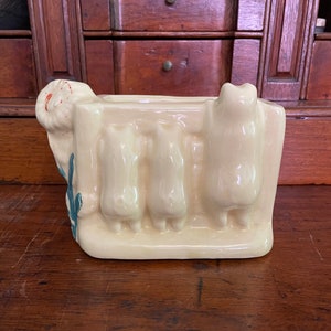 Vintage Shawnee Pig Planter Ceramic Pottery 1940s Three Little Pigs Pen Yellow