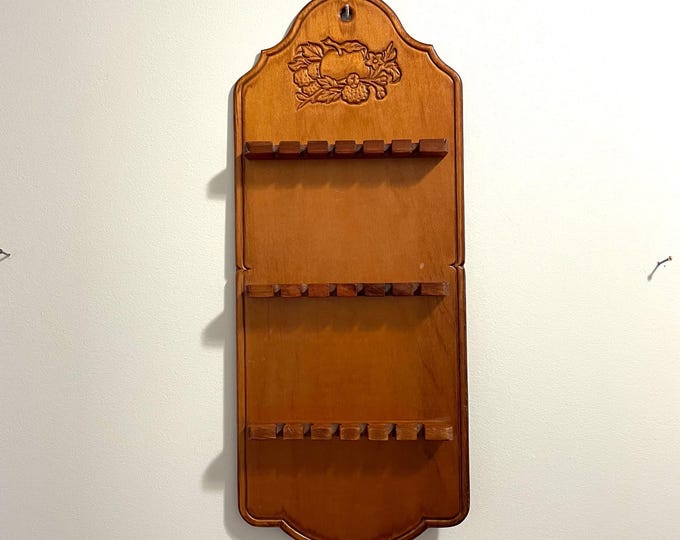 Tea Spoon Rak Vintage Pressed Wood Spoon Rack Display Wall Hanging for 18 Spoons ...