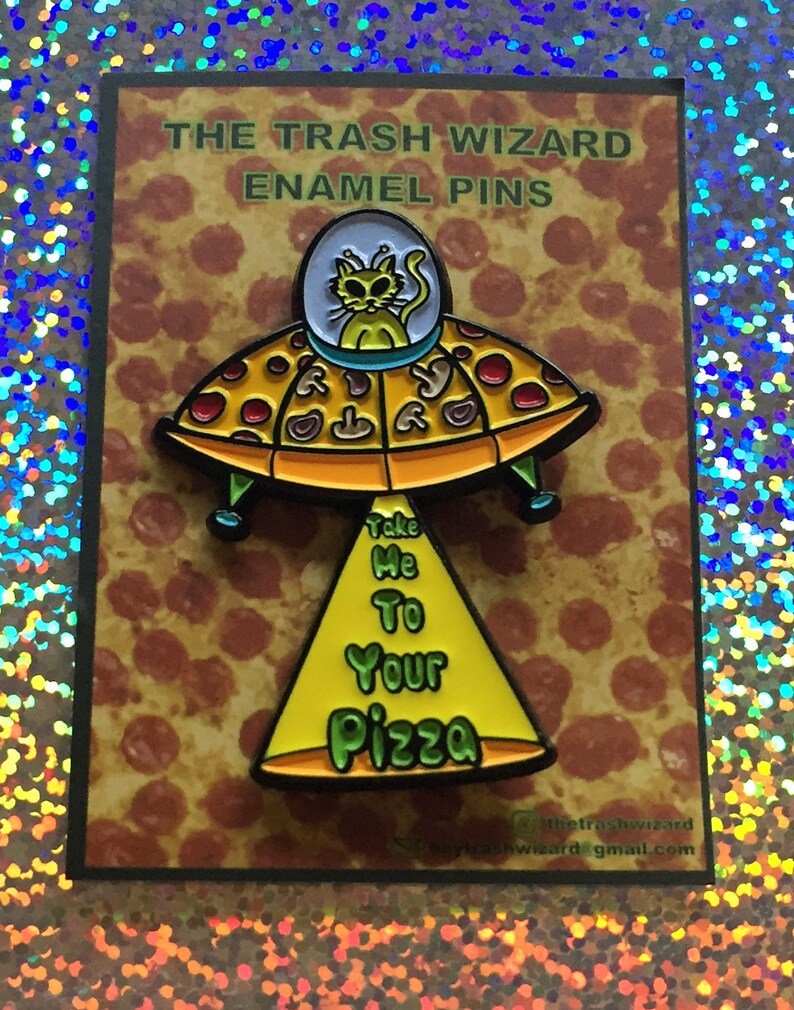 PIZZA CAT Pizza Pin Alien Cat Enamel Pin Etsy