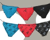 3 Piece Set of Panties With Case - Blue, Red & Black - Size Medium