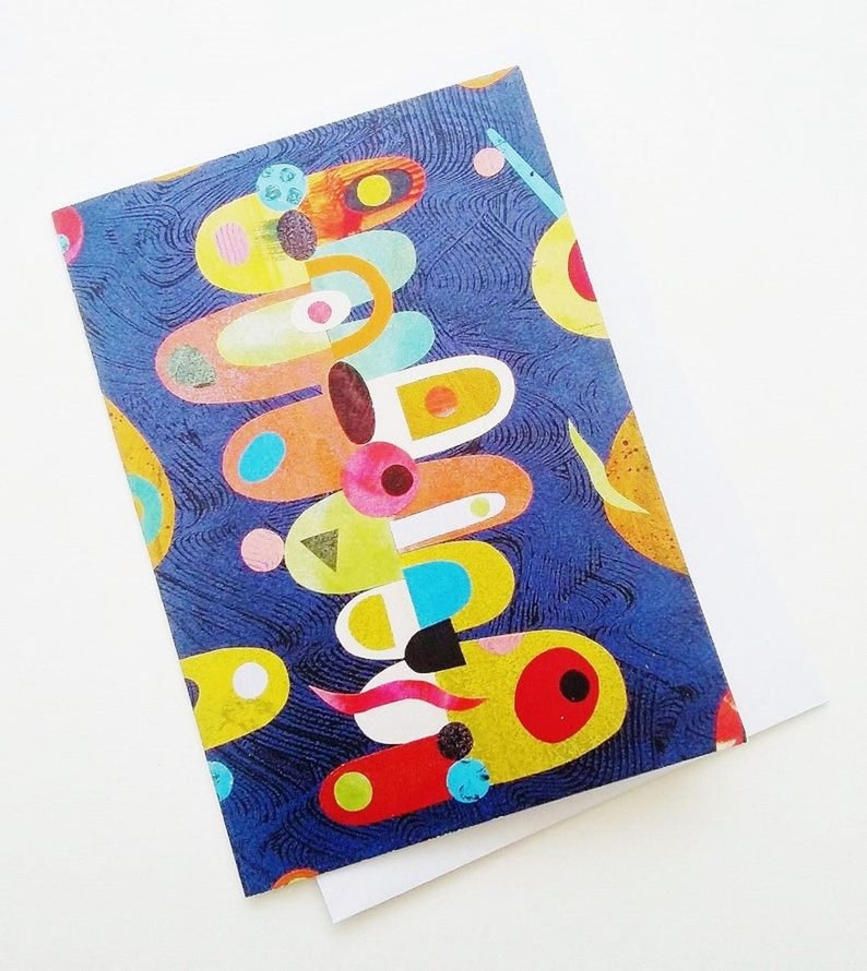 Mid Century Style Greetings Cards Abstract Scandi Op Art Set - Etsy