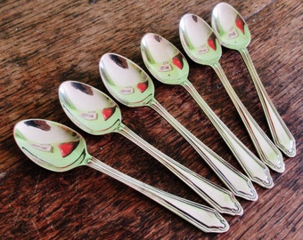 Vintage Teaspoons Silver Plated EPNS Art Deco Edwardian Style Small Spoons