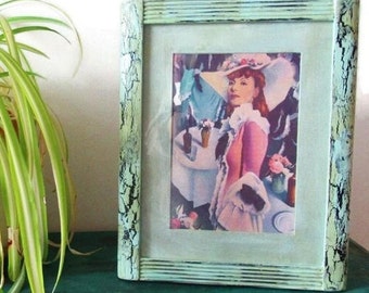 Art Deco Style Picture Frame Hand Painted Shabby Crackle Effect