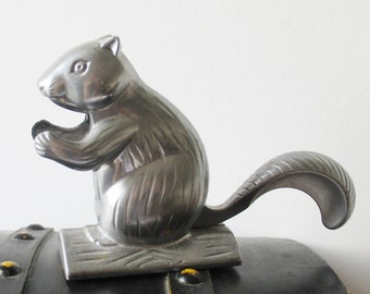 Silver Squirrel Nut Cracker Mid Century Art Deco Style