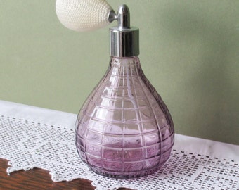 Amethyst Glass Perfume Atomiser Bottle Purple Hand Blown Ridged Surface