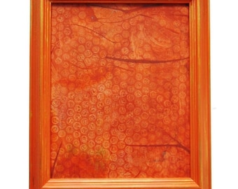 Bright Orange Picture Frame Hand Painted Gold Detail Unique OOAK