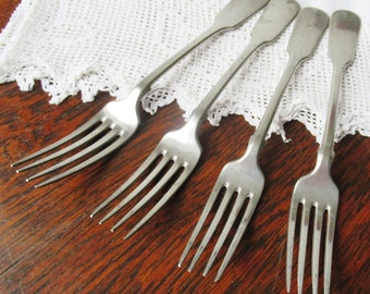 LARGE Vintage Forks Fiddle Style Noelle's Albaloid Pewter Alloy Cutlery Noelle Bros Germany