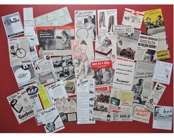 Vintage Advert Bundle Original Clippings 1930s - 1950s Ads Crafts Collage Job Lot