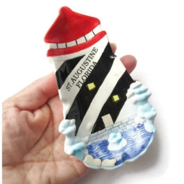 St Augustine Lighthouse Ornament Florida Souvenir Ashtray Pin Ring Ceramic Dish