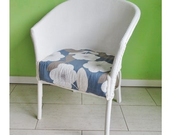 White Loom Style Wicker Chair Floral Fabric Seat COLLECTION NOTTINGHAM Or Arrange Own Courier