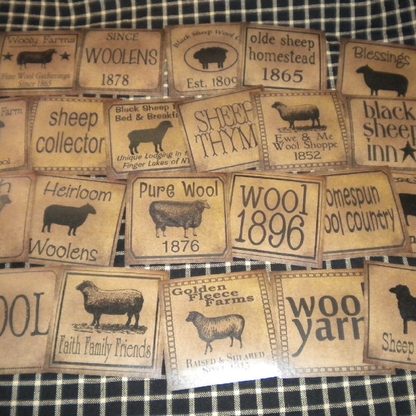 Set of (22) 3" Sheep Prim Pantry Labels