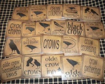 Set of (22) 3" Crow Prim Pantry Labels