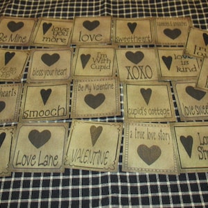 Set of (22) 3" Valentine/Love/Heart Prim Pantry Labels