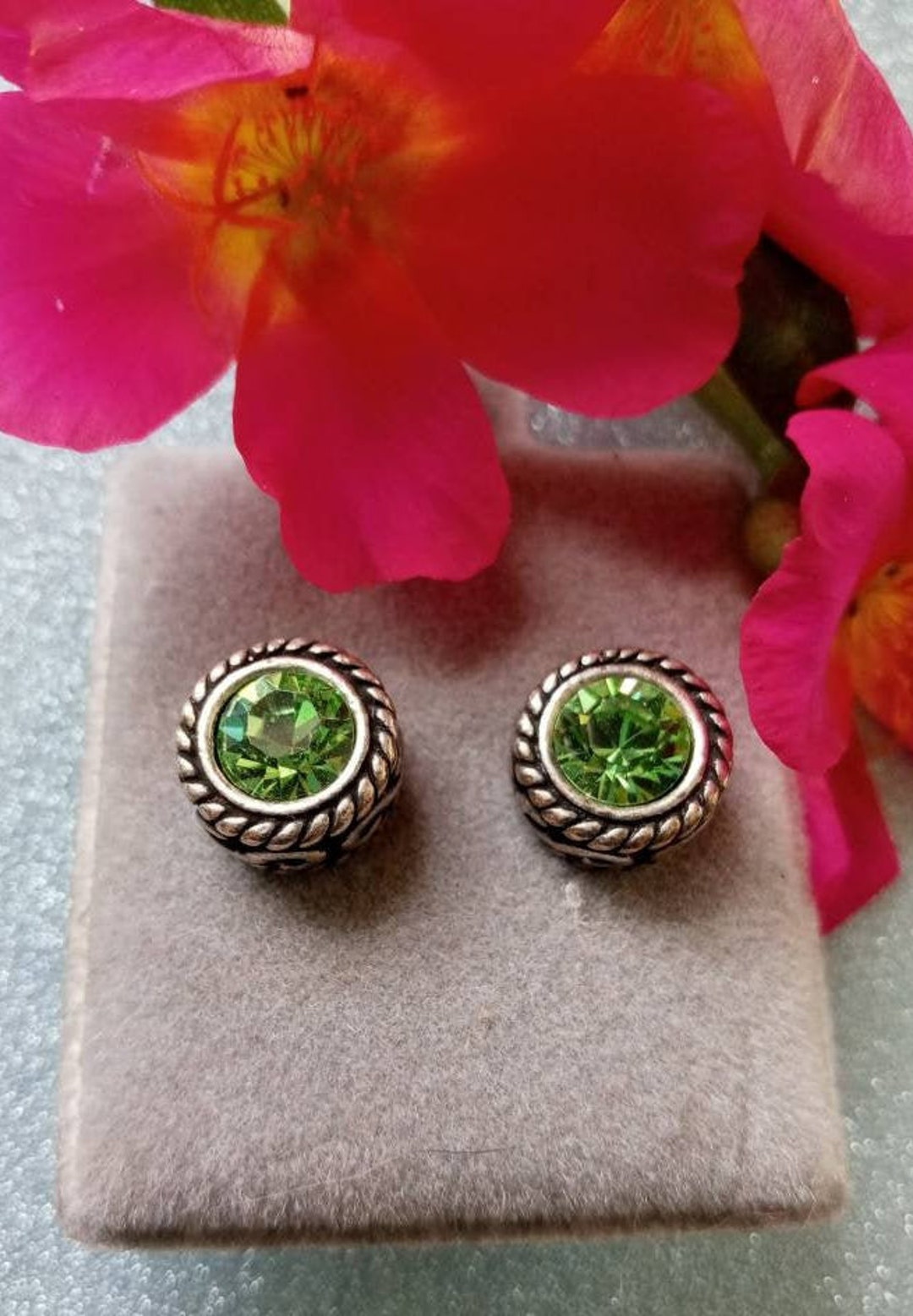 Buy Lime Green Silver Tone Stud Earrings , Lime Green Stud Earrings