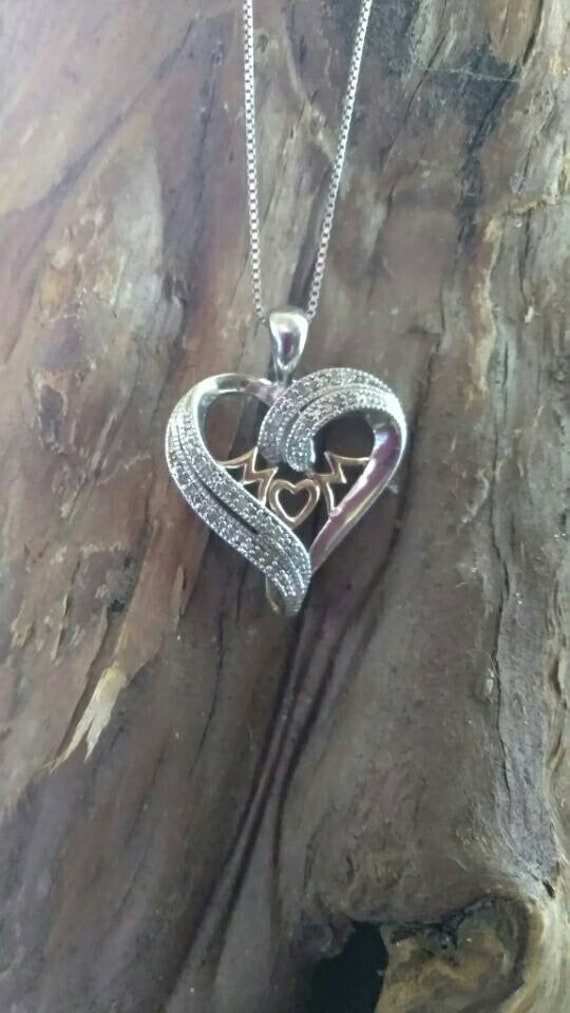 Gorgeous Sterling and Gold Plated Diamond Heart M… - image 1