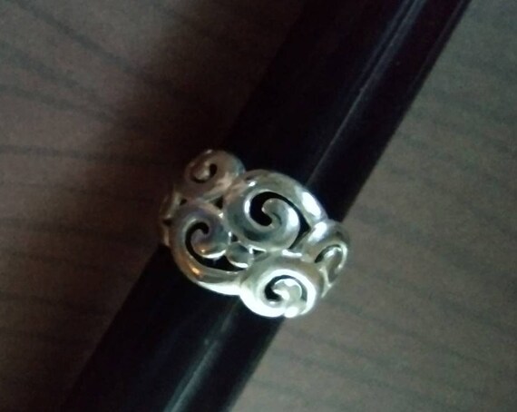 Sterling Open Scroll Work Ring, Sterling Dome Rin… - image 8