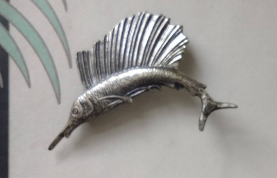 Sterling Silver  Coro Sailfish Brooch , 1940s Cor… - image 2