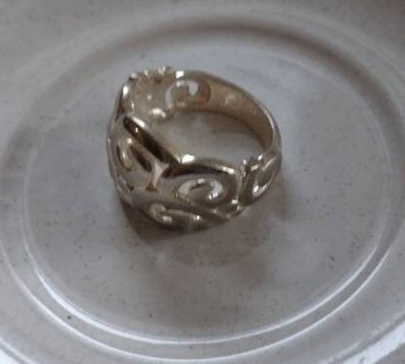 Sterling Open Scroll Work Ring, Sterling Dome Rin… - image 7