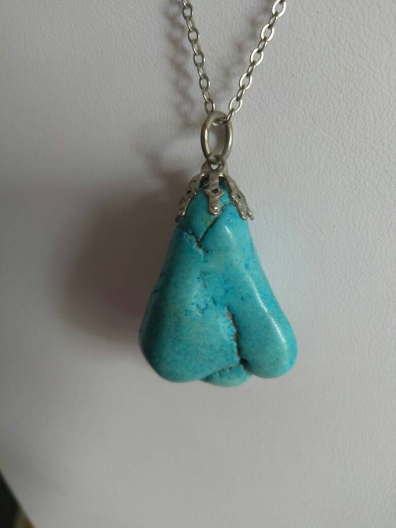 Chunky  Large Natural Turquoise Stone with Sterlin
