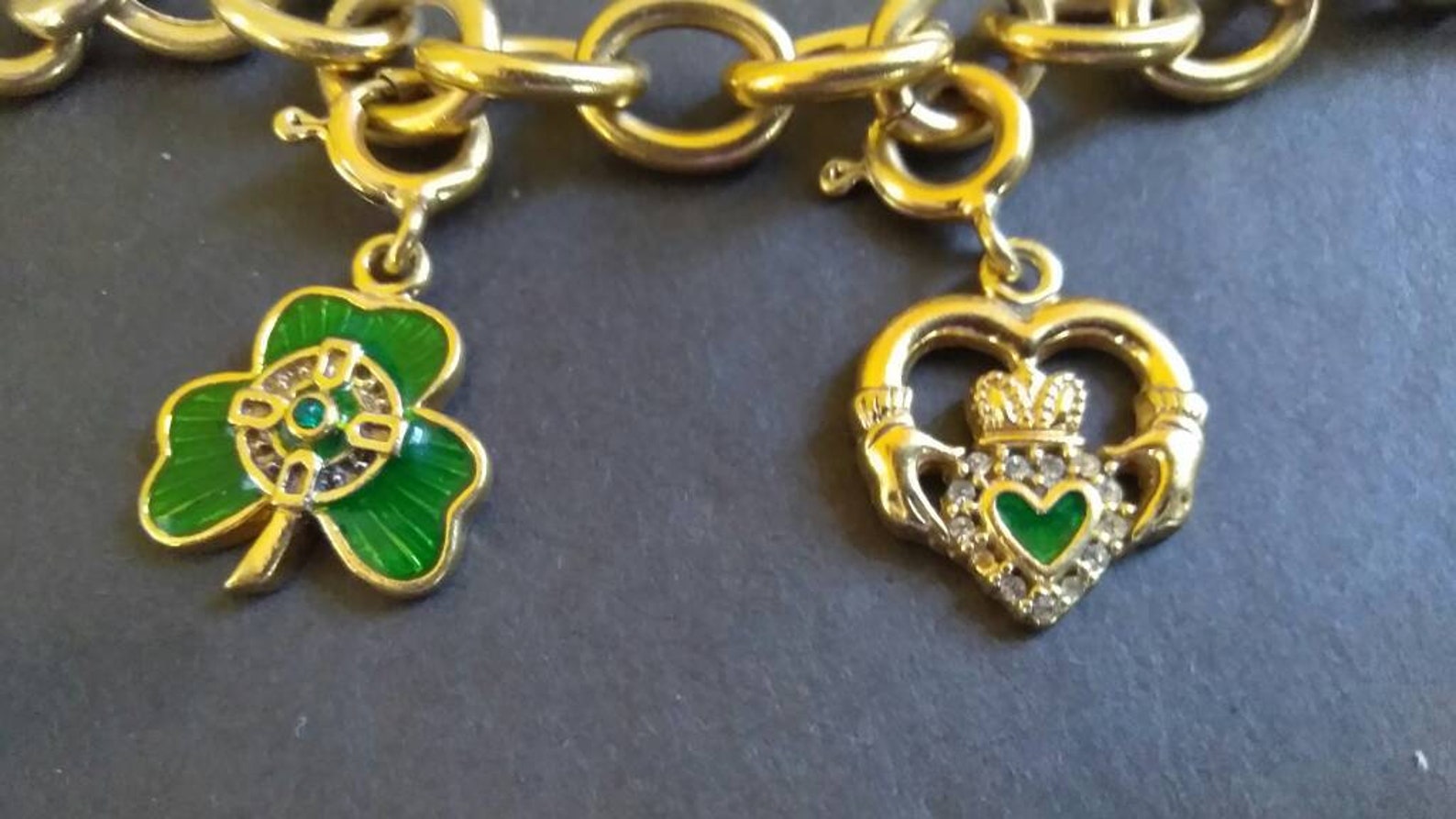Irish Charm Gold Tone Bracelet With Sterling Charms Etsy