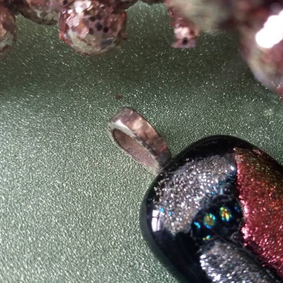Dichroic Glass Pendant , Copper SIlver Black Pend… - image 9