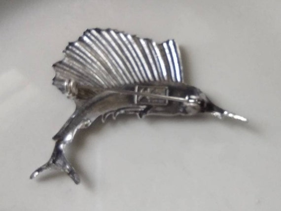 Sterling Silver  Coro Sailfish Brooch , 1940s Cor… - image 6