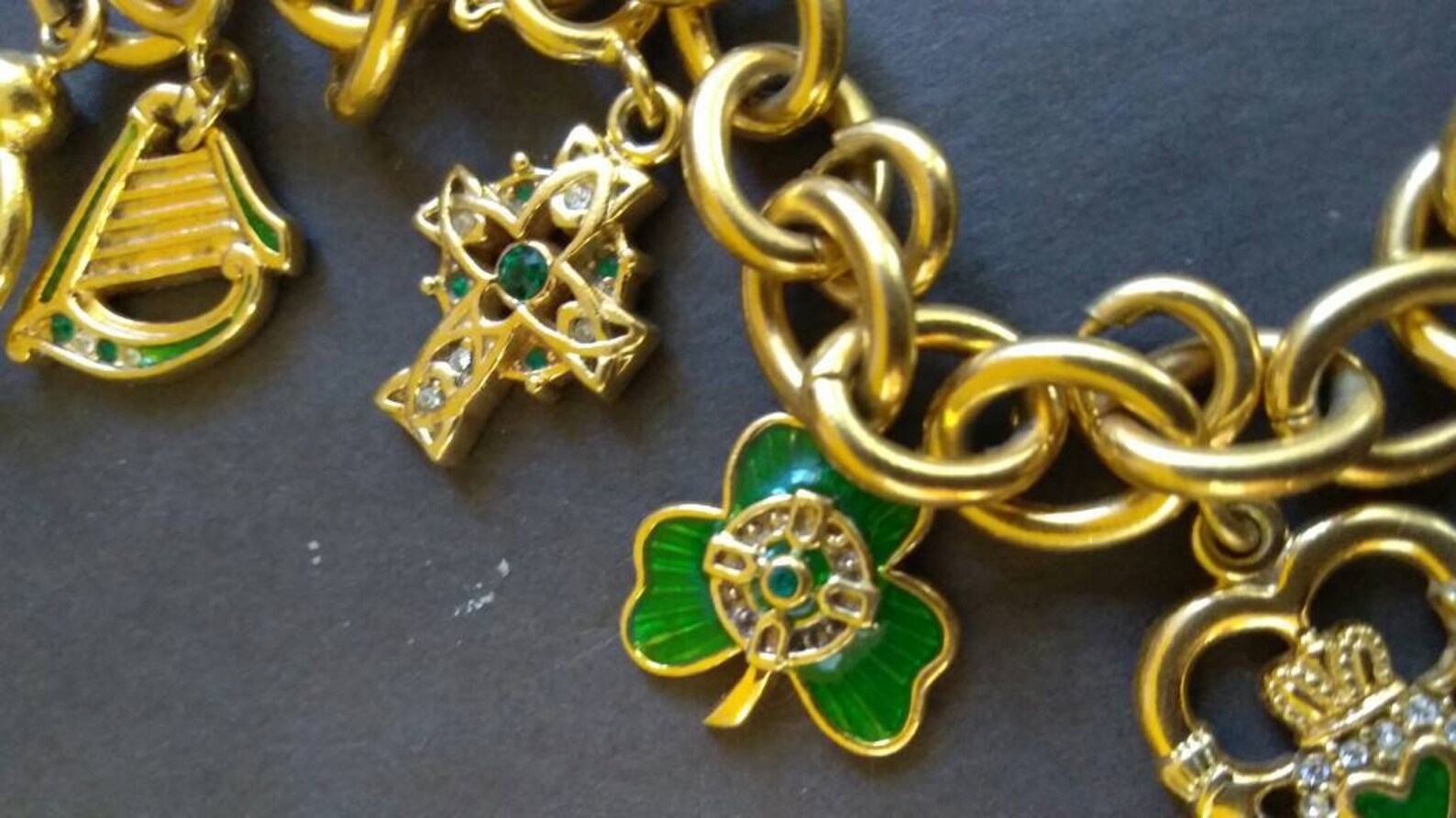 Irish Charm Gold Tone Bracelet With Sterling Charms Etsy