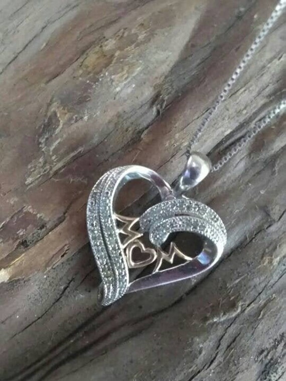 Gorgeous Sterling and Gold Plated Diamond Heart M… - image 2