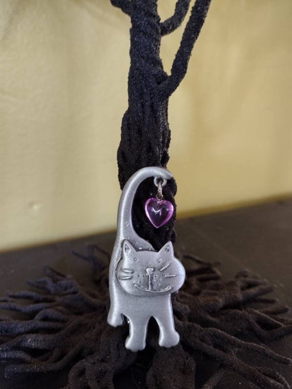 Loveabe Pewter Cat Brooch , JJ Jonette Jewelry Com