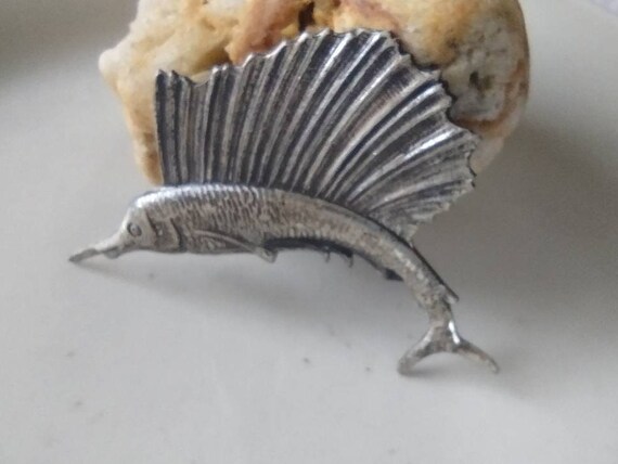 Sterling Silver  Coro Sailfish Brooch , 1940s Cor… - image 3