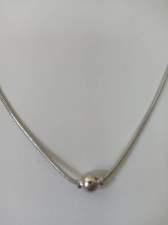 Simple Sleek Sterling Snake Chain Choker With Bal… - image 4