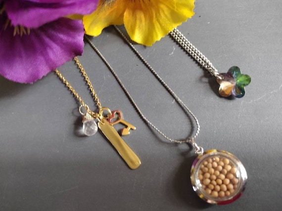 3 Vintage Necklaces , Aurora Borealis , Mustard S… - image 1
