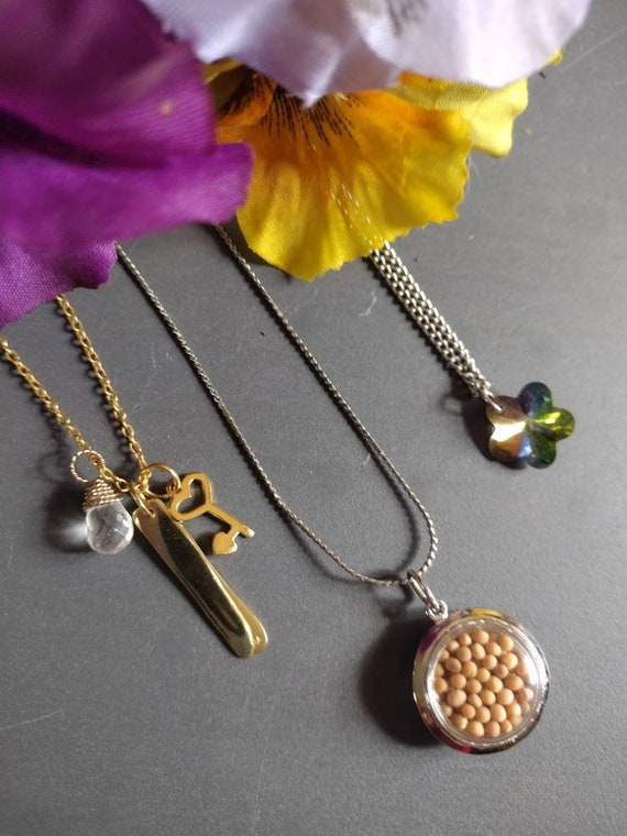 3 Vintage Necklaces , Aurora Borealis , Mustard S… - image 9