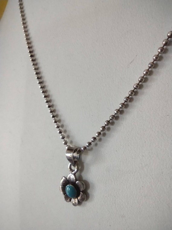 Sterling Bead Chain With Flower Pendant