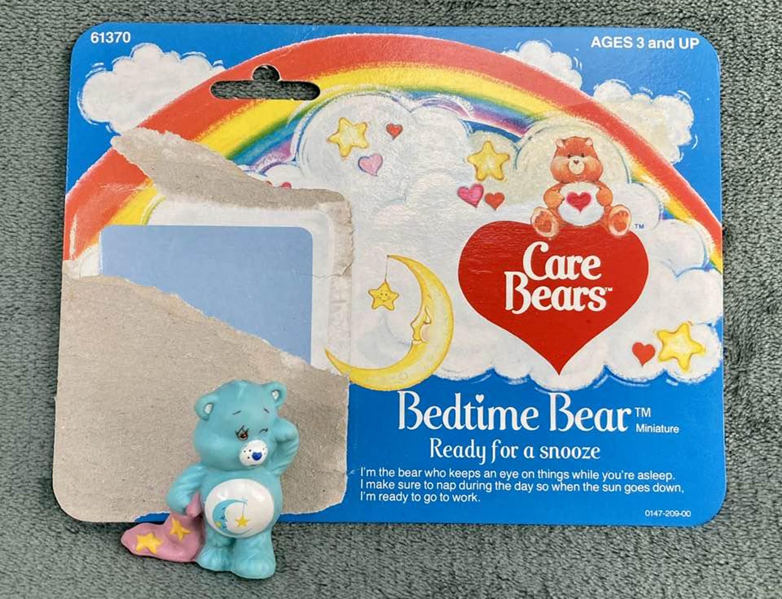 Vintage Care Bear Miniature Lot - Bedtime Bear with back card