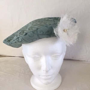 Beret hat green French slouchy headpiece, fashion beret gift for her