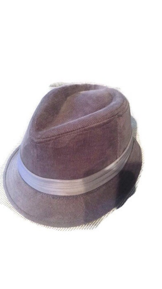 LEI Vintage fedora gray corduroy hat,horse racing,