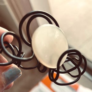 Button bracelet wearable wire art, modernistic bracelet, black button jewelry, button gift bracelet