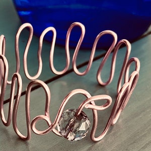 Wave cuff bracelet pink Aluminum wire,  bangle adjustable cuff, unique gift cuff