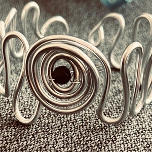 Wave cuff aluminum, wire jewelry modernistic cuff, statement bangle gift
