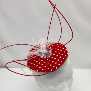 Lady in Red fascinator red spiral headpiece, handmade hair accessory, gift for female
