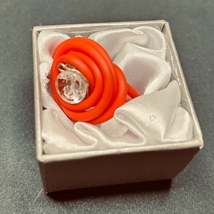 Red Silicone ring, spiral fashion ring, gift for women, statement ring